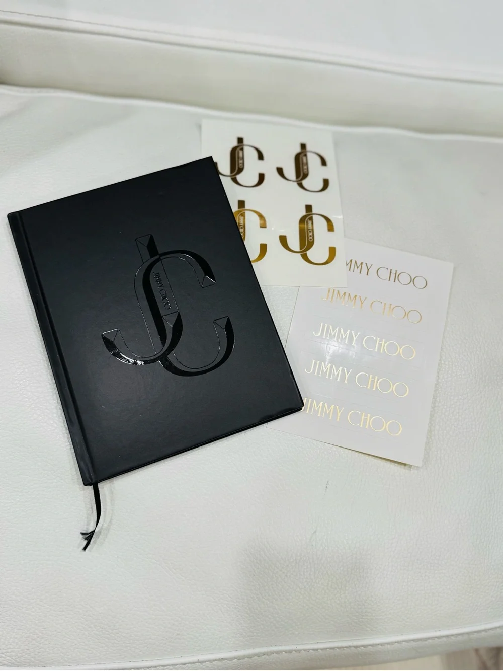 Jimmy Choo Black Notebook with Gold Logo Stickers